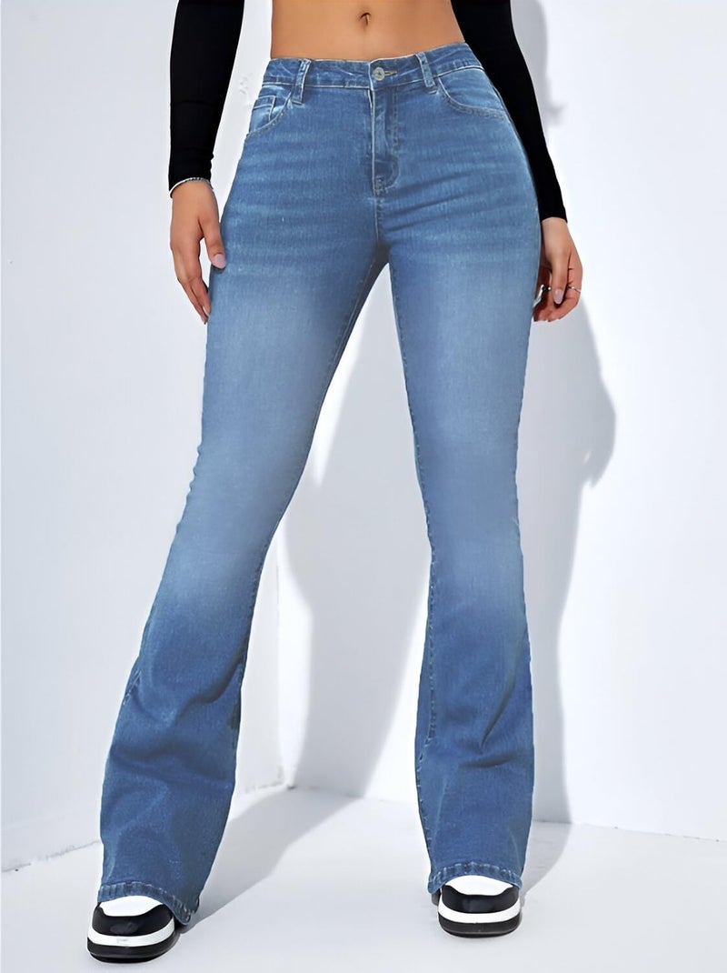 Ben Martin Women’s Light Blue High Waist Jeans || Flared Bell Bottom Bootcut Pants || Wide Leg Stretch Denim – Perfect for Travel, Party & Everyday Use – Sizes 30 (1) - Image 2