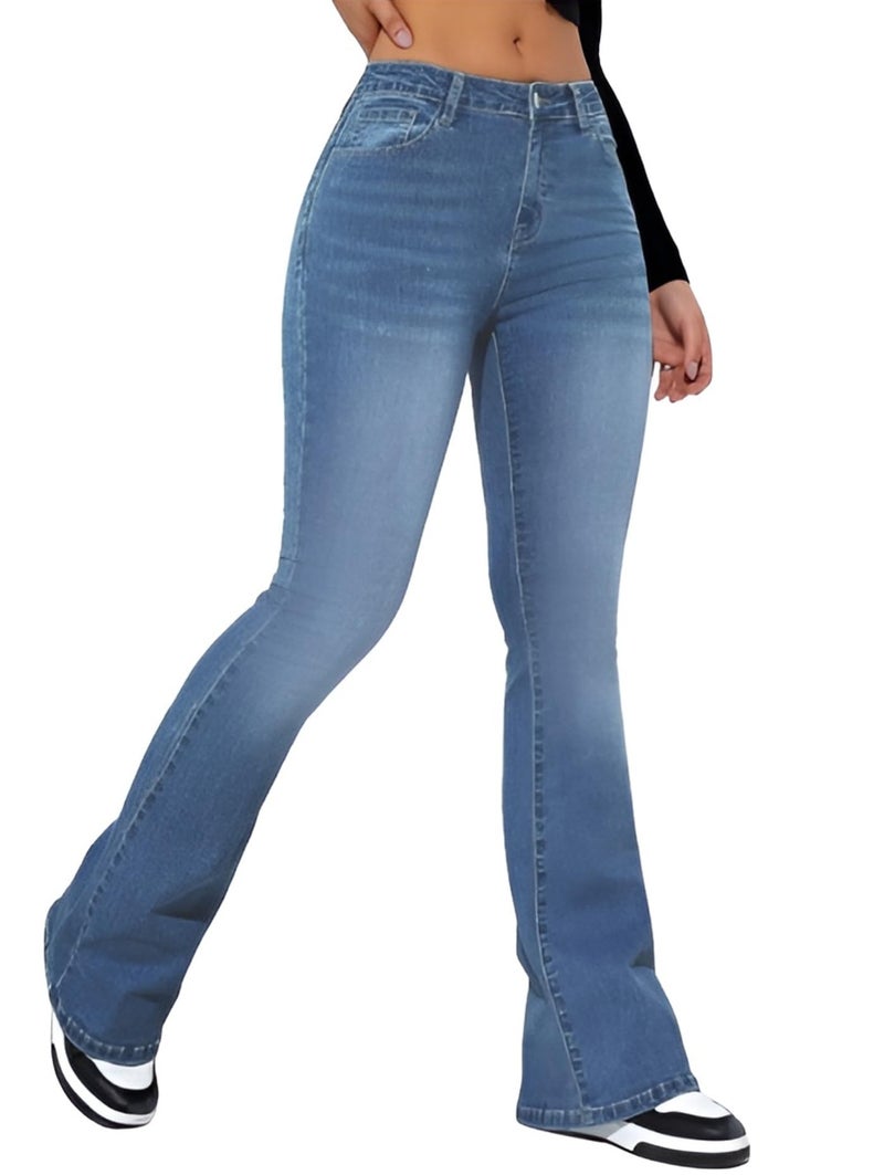 Ben Martin Women’s Light Blue High Waist Jeans || Flared Bell Bottom Bootcut Pants || Wide Leg Stretch Denim – Perfect for Travel, Party & Everyday Use – Sizes 30 (1) - Image 1