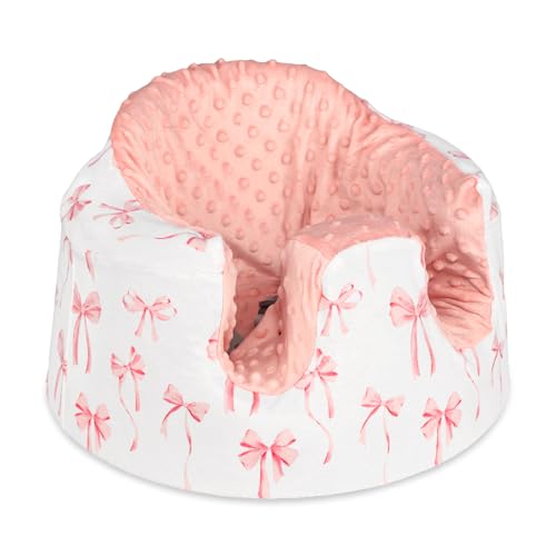 DAYEEBALL Seat Cover Compatible with Bumbo Seat, Soft and Breathable Baby Floor Seat Cover for Baby Boy & Girl (Cover Only), Pink Bow - Image 1