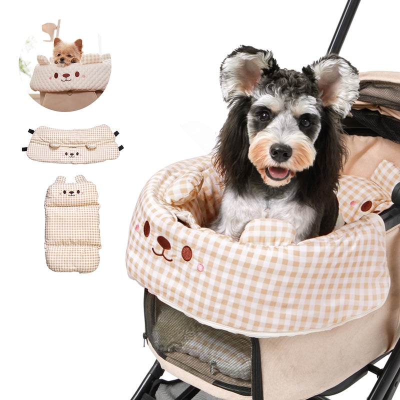 Pettena Cooling Cushion for Pets Removable  Washable Dog Stroller Cushion Both Side Used Pet Stroller Cushion for Dogs  Cats Khaki - Image 1
