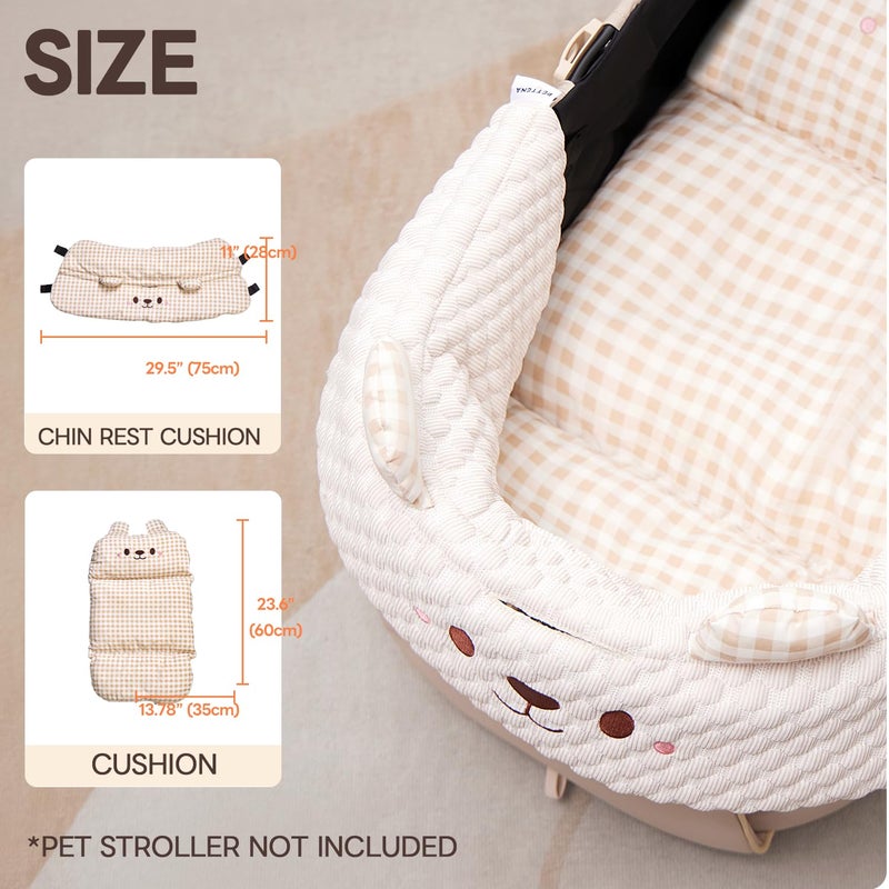 Pettena Cooling Cushion for Pets Removable  Washable Dog Stroller Cushion Both Side Used Pet Stroller Cushion for Dogs  Cats Khaki - Image 5