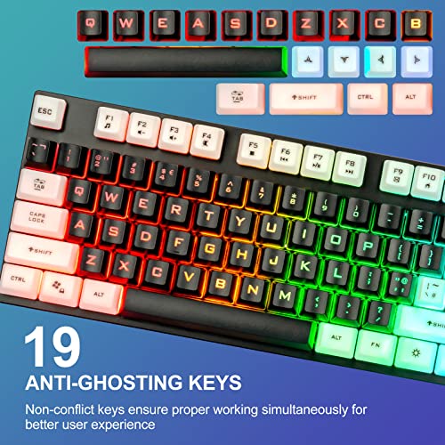 CHONCHOW Light Up Keyboard and Mouse Combo, Full Size RGB Gaming LED Keyboard and Rainbow Wired Gaming Mouse for PS4 PS5 Xbox One Computer Desktop PC Gamer Office - Image 5