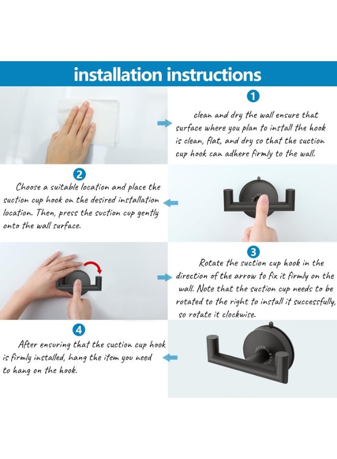 DGYB Double brushed nickel towel hooks for bathroom, set of 2 sturdy suction cup hooks for shower and indoor shower, 15 pound suction hooks - Image 5