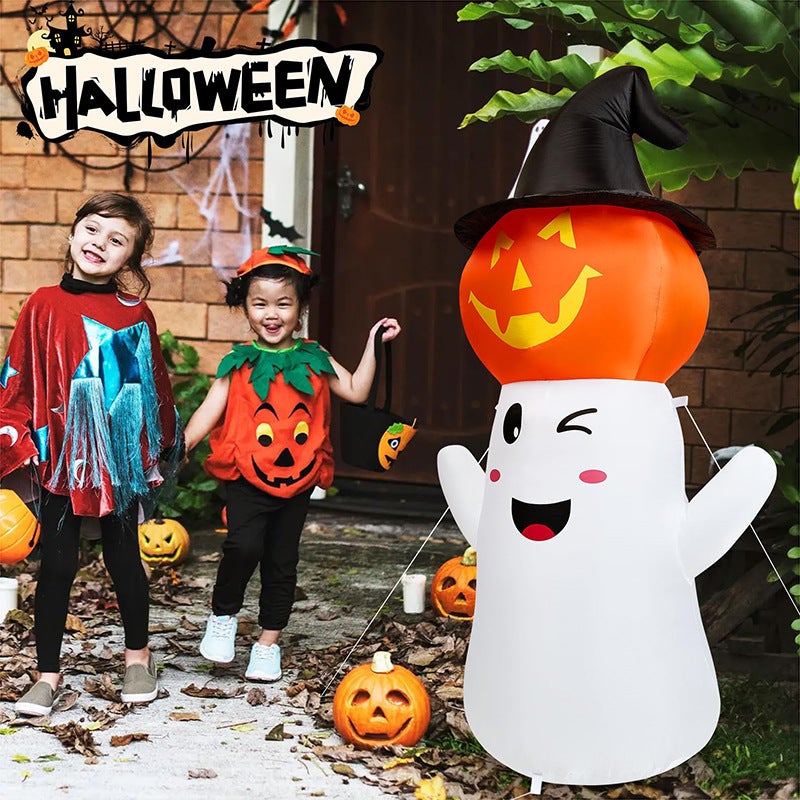 Inflatable Pumpkin Ghost Luminous White Ghost Outdoor Courtyard Horror Ornaments Led Evil Spirit Ice Bar Skeleton Coffin Ice Bucket - Image 3