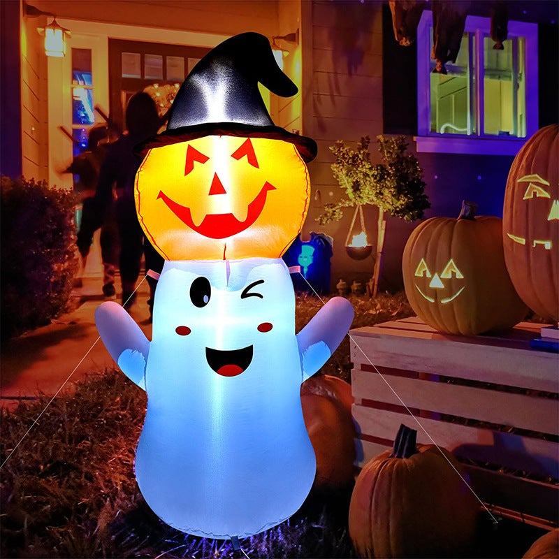 Inflatable Pumpkin Ghost Luminous White Ghost Outdoor Courtyard Horror Ornaments Led Evil Spirit Ice Bar Skeleton Coffin Ice Bucket - Image 2