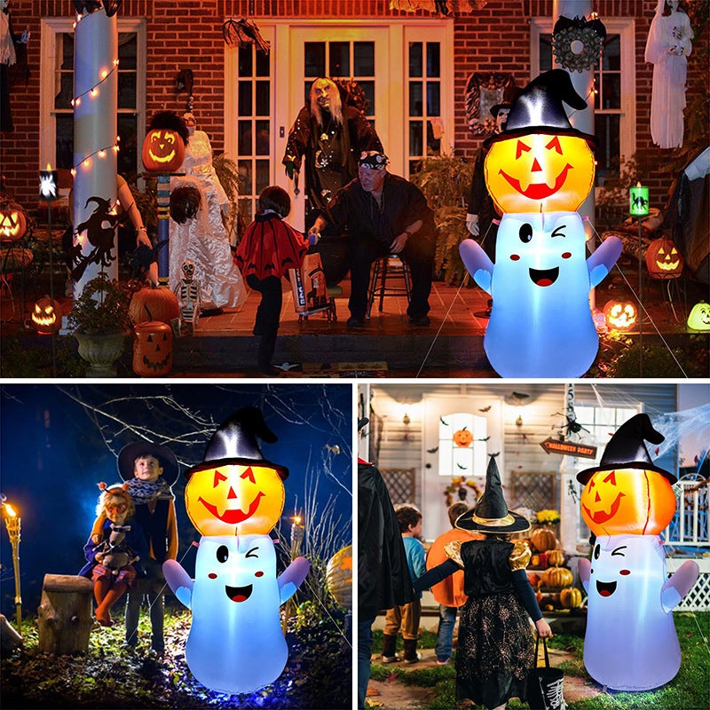 Inflatable Pumpkin Ghost Luminous White Ghost Outdoor Courtyard Horror Ornaments Led Evil Spirit Ice Bar Skeleton Coffin Ice Bucket - Image 5