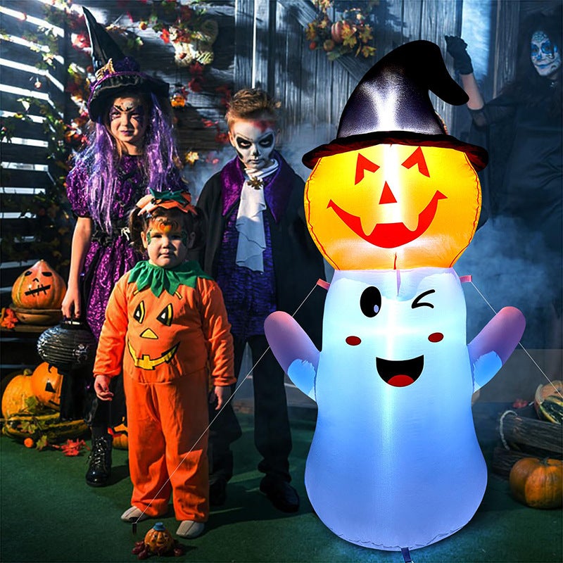 Inflatable Pumpkin Ghost Luminous White Ghost Outdoor Courtyard Horror Ornaments Led Evil Spirit Ice Bar Skeleton Coffin Ice Bucket - Image 4