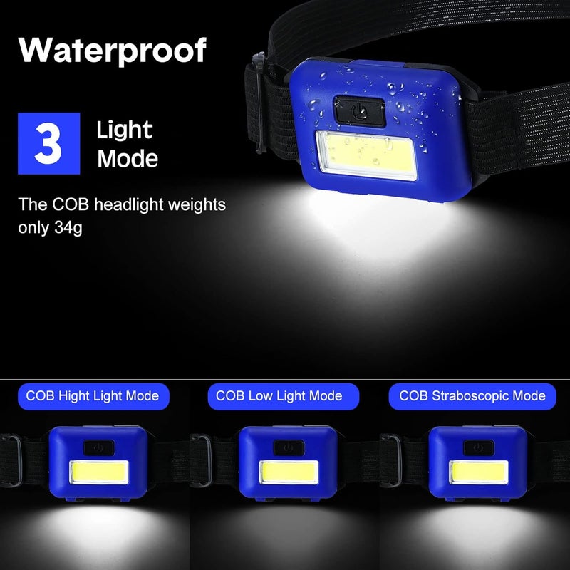 Macarrie 30 Pcs Led Headlamp Flashlight for Adults Outdoor Flashlight Headlamps with Adjustable Headband Waterproof Head Lights for Forehead with 3 Modes 90 AAA Batteries for Work Family Camp Run Read  - Image 3