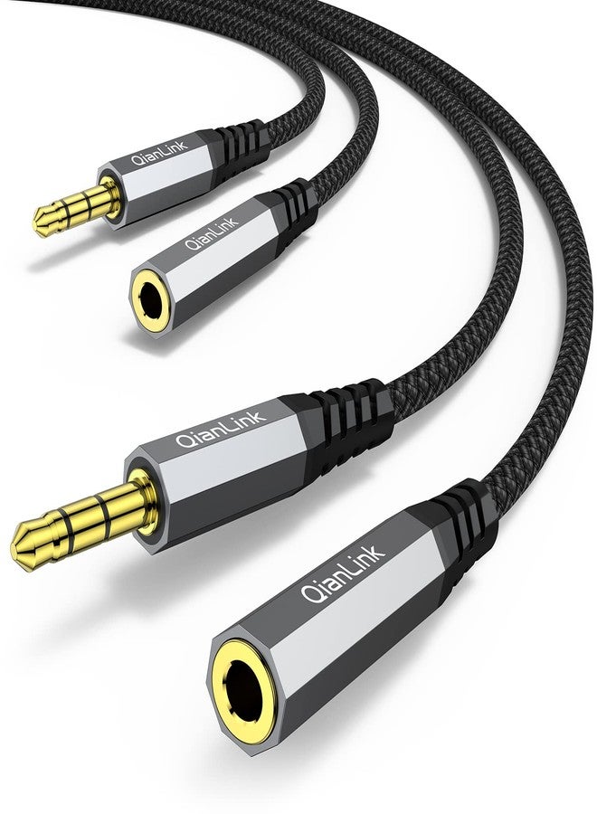 QianLink Headphone Extension Cable, (2-Pack, 6.6ft) 3.5mm Extension Audio Male to Female Aux Adapter Hi-Fi Sound Stereo Extender TRS Cord for Headset, iPhone, iPad, Smartphones, Tablets Media Players - Image 1