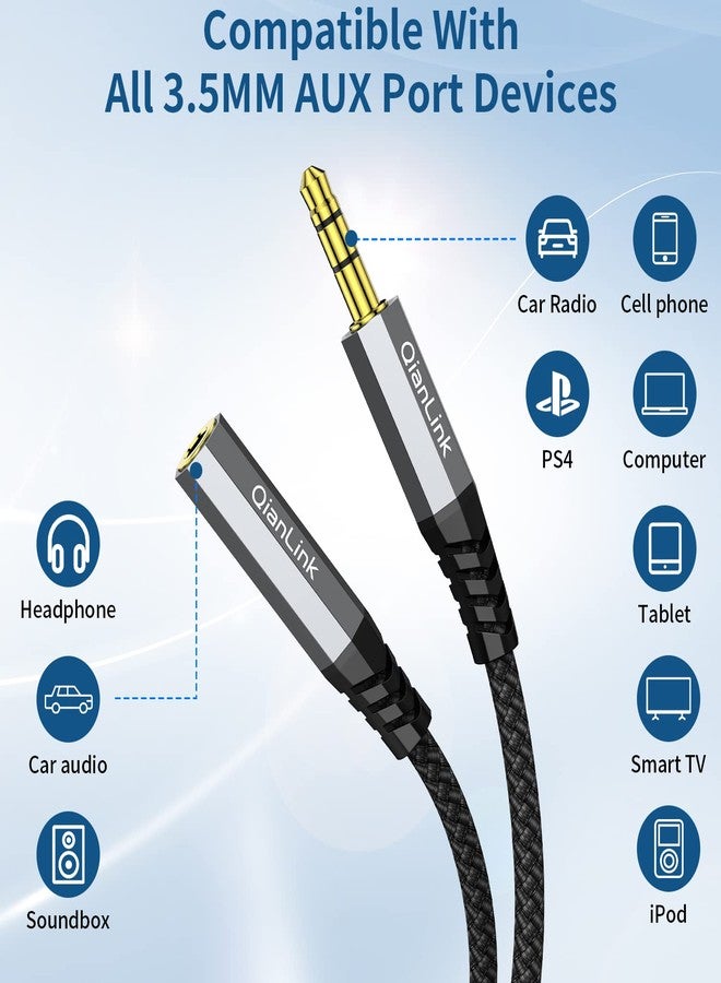 QianLink Headphone Extension Cable, (2-Pack, 6.6ft) 3.5mm Extension Audio Male to Female Aux Adapter Hi-Fi Sound Stereo Extender TRS Cord for Headset, iPhone, iPad, Smartphones, Tablets Media Players - Image 4