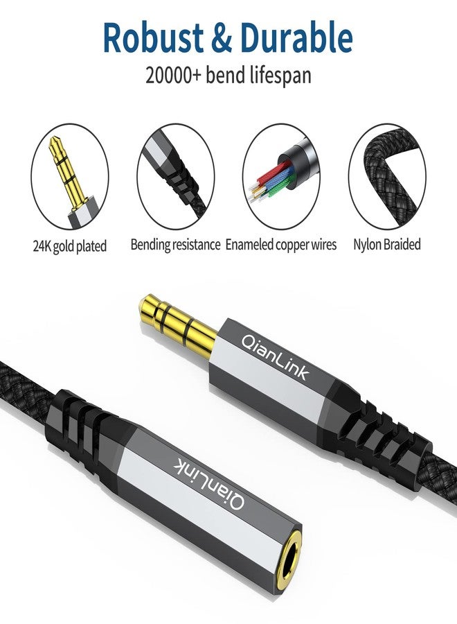 QianLink Headphone Extension Cable, (2-Pack, 6.6ft) 3.5mm Extension Audio Male to Female Aux Adapter Hi-Fi Sound Stereo Extender TRS Cord for Headset, iPhone, iPad, Smartphones, Tablets Media Players - Image 5