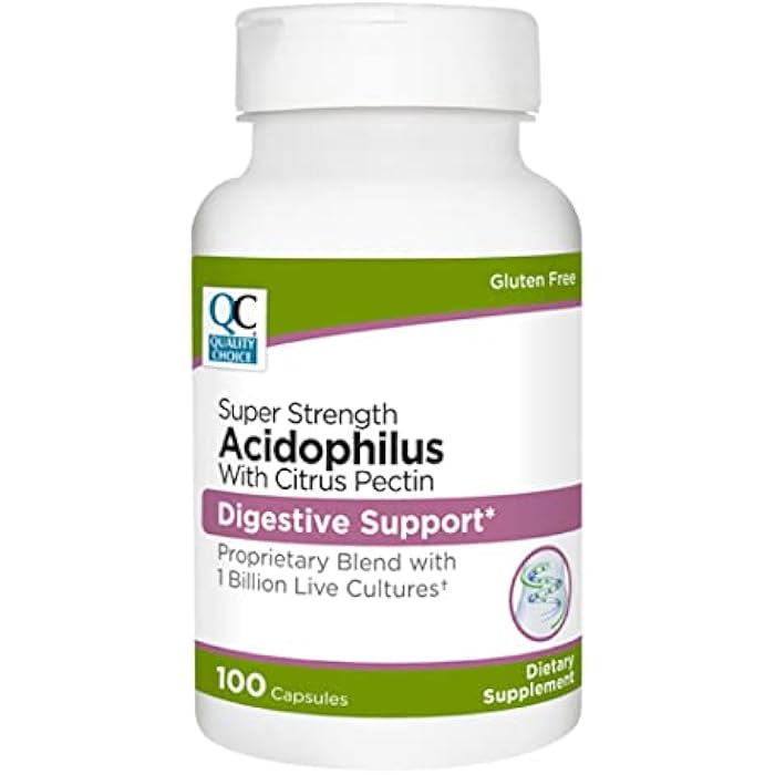 Quality Choice Digestive Support Acidophilus with Citrus Pectin – 100 Capsules – Daily Probiotic Formula with Citrus-Derived Fiber – Easy-to-Swallow Capsules - Image 1