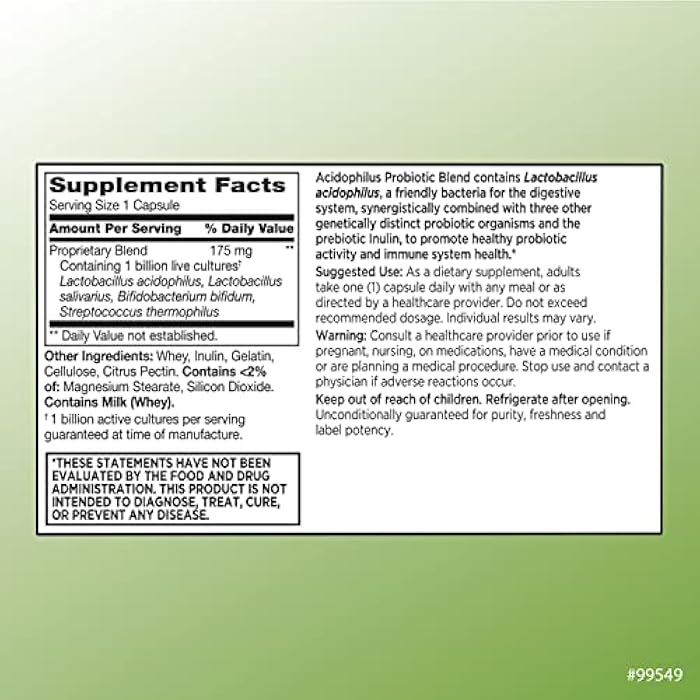 Quality Choice Digestive Support Acidophilus with Citrus Pectin – 100 Capsules – Daily Probiotic Formula with Citrus-Derived Fiber – Easy-to-Swallow Capsules - Image 2