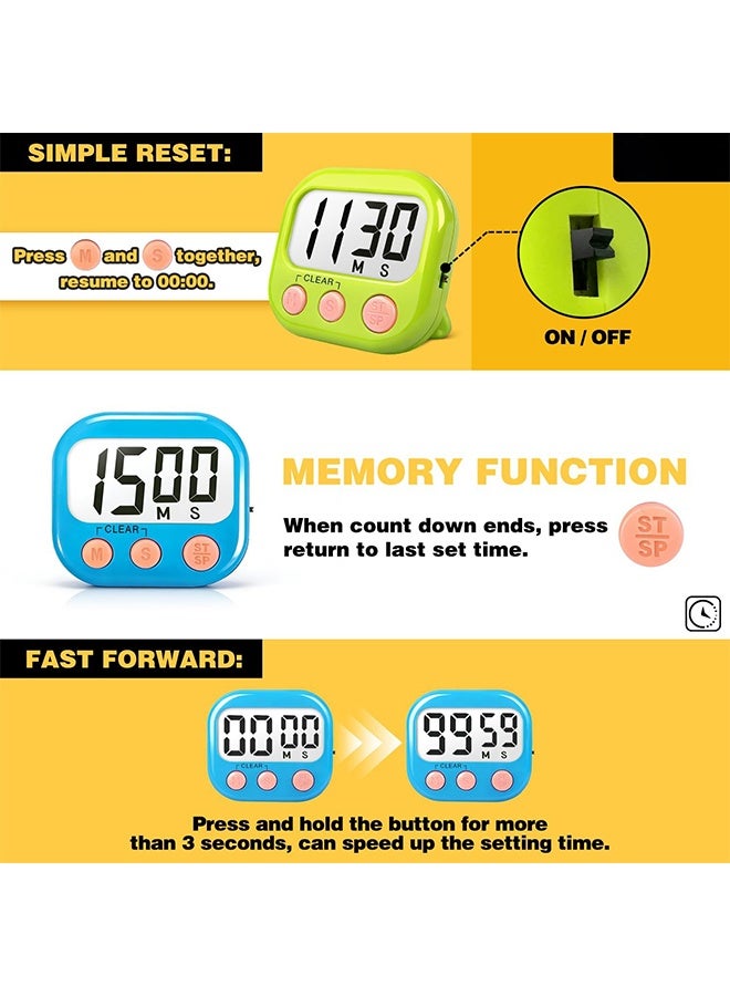 Classroom Timers for Teachers Kids Large Magnetic Digital Timer Teacher Supplies 2 Pack-Blue Green - Image 4
