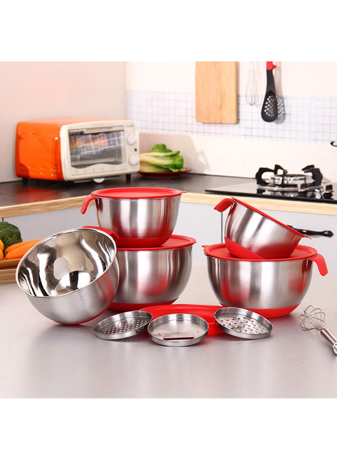 NIBEMINENT 3-Piece Stainless Steel Mixing Salad Bowl With Airtight Lid Silver 24x20x24cm - Image 5