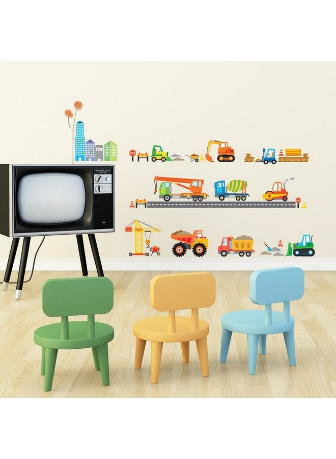 Decowall Dw1612 Construction Site Kids Wall Stickers Wall Decals Peel And Stick Removable Wall Stickers For Kids Nursery Bedroom Living Room D?Cor - Image 3