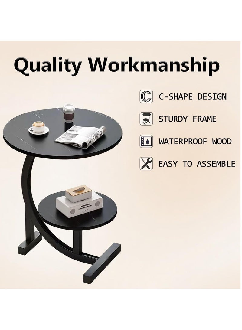 Side Table, Sofa Side End Table, C Shaped End Table for Couch, Sofa and Bed, Large Desktop C Table for Living Room, Bedroom