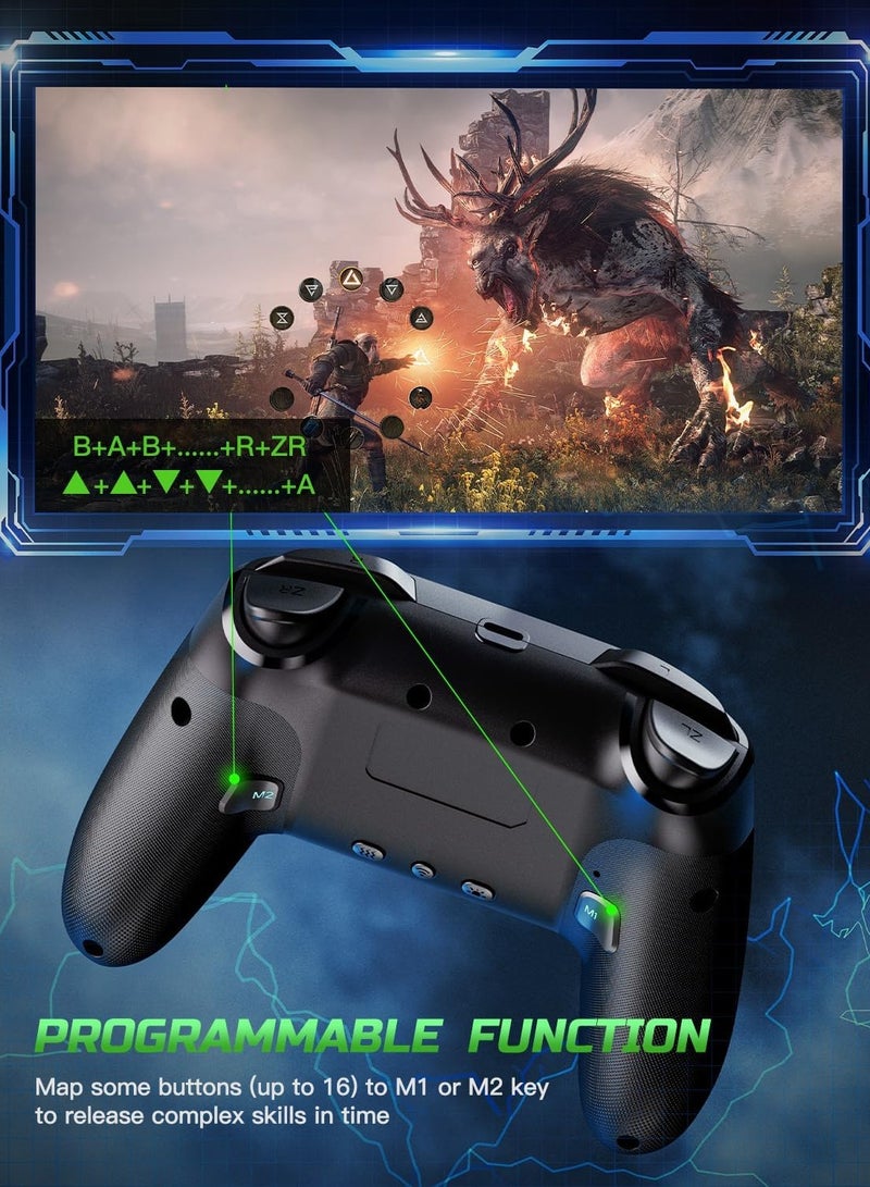 Wireless Pro Controller for Switch/Lite/OLED/PC Windows, Programmable RGB LED Lighting, Instant Pairing/Wake Up/Turbo/Vibration, Gaming Controller - Image 3