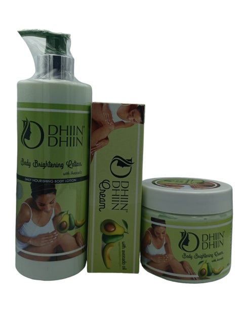 A set consisting of lotion 500 ml, cream 360 grams, and soap 125 grams to lighten the skin.