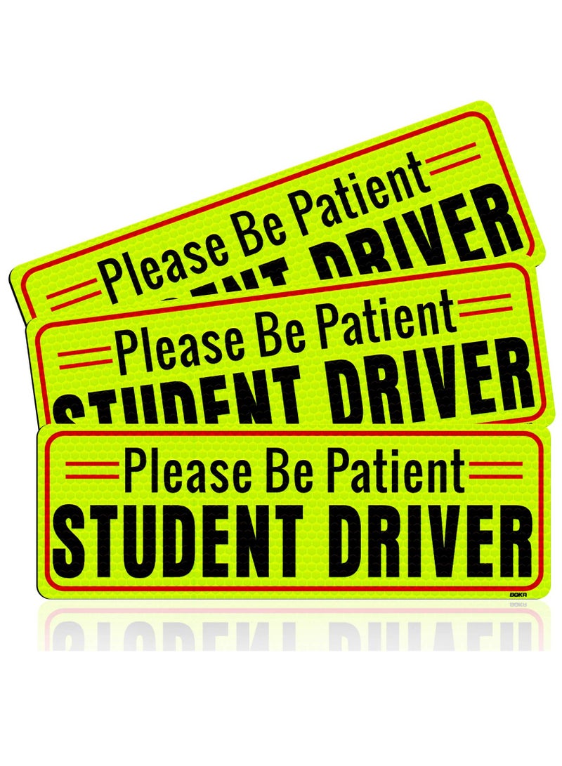 Excefore Student Driver Magnet, Honeycomb Reflective Please Be Patient New Driver Magnet for Car, Rookie Novice Driver Magnetic Safety Sign, Teen Beginner Driver Vehicle Bumper Sticker, 3 Pack - Image 1
