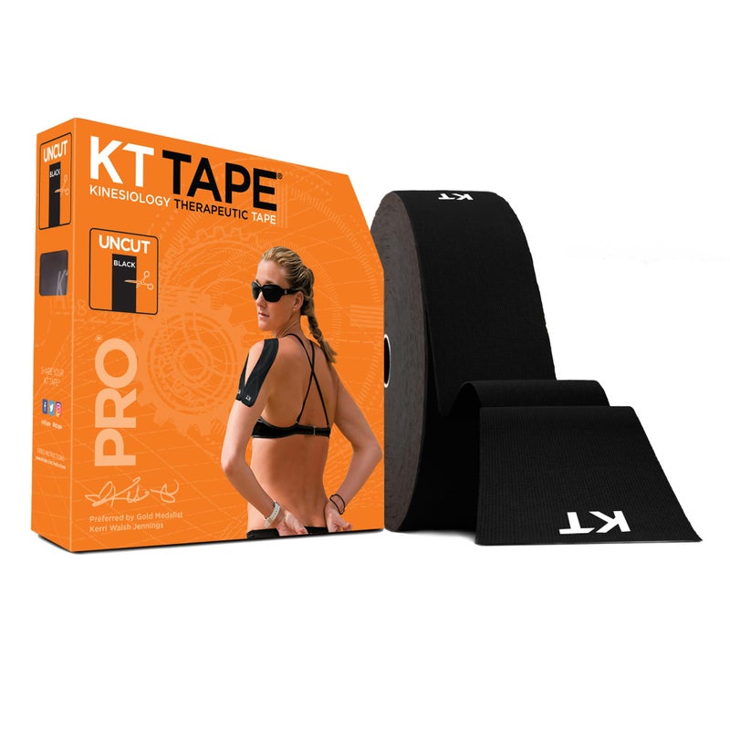 KT TAPE شريط KT، شريط كينيسيولوجي رياضي صناعي PRO 125' غير مقطوع، أسود - Image 1