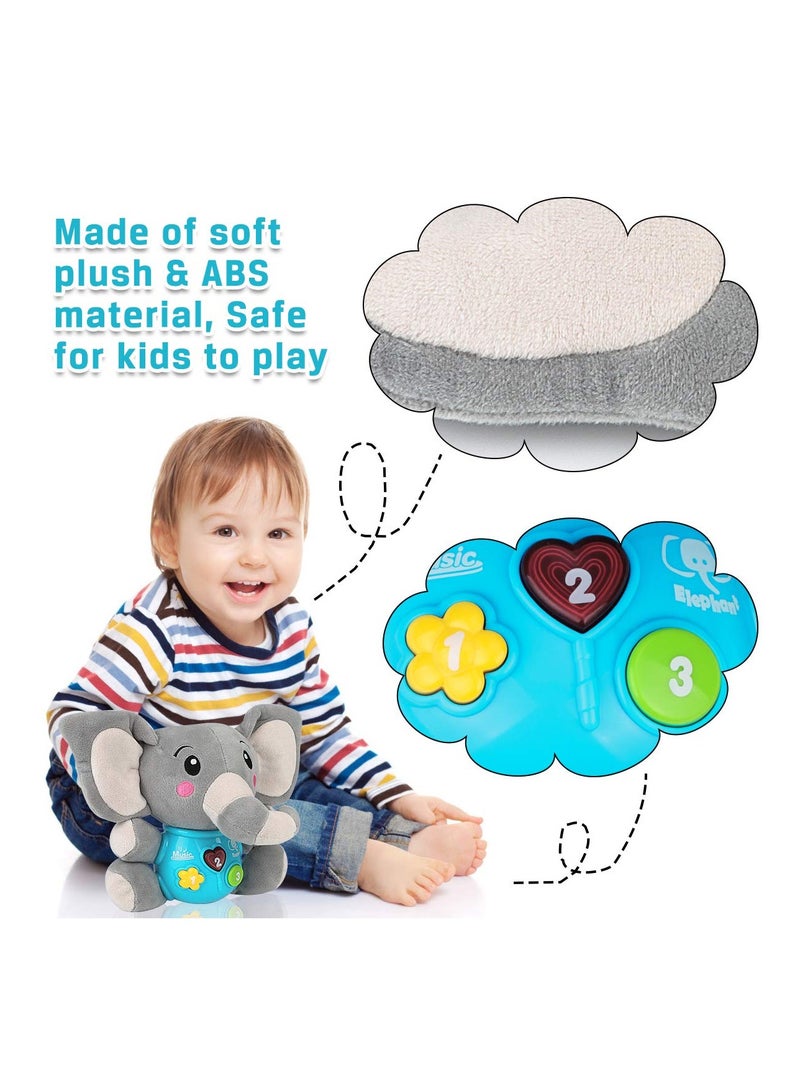 Zikra Plush Elephant Music Baby Toys 6-12 Months, Cute Stuffed Aminal Light Up Baby Toys, Newborn Baby Musical Toys for Infant Babies Boys & Girls Toddlers 0 to 36 Months Best Gift (Gray) - Image 3