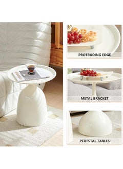 Y&D Small Side Table, Metal Side Table Set of 2, Round Side Table with Screw Connections, Small End Tables for Narrow Areas, Small Tables for Living Rooms, Bedrooms, Cafeterias and Outdoors  - Image 5
