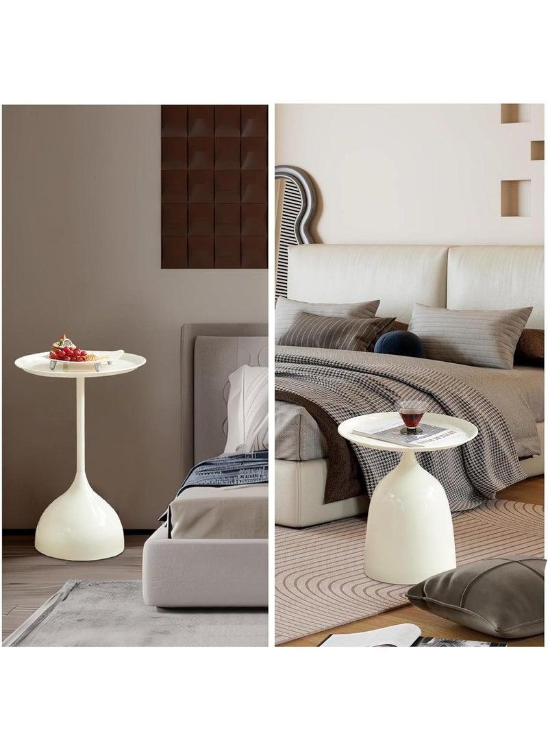 Y&D - Small Side Table, Metal Side Table Set of 2, Round Side Table with Screw Connections, Small End Tables for Narrow Areas, Small Tables for Living Rooms, Bedrooms, Cafeterias and Outdoors - Image 1