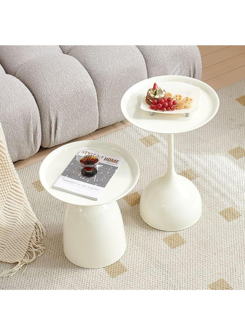 Y&D - Small Side Table, Metal Side Table Set of 2, Round Side Table with Screw Connections, Small End Tables for Narrow Areas, Small Tables for Living Rooms, Bedrooms, Cafeterias and Outdoors - Image 1