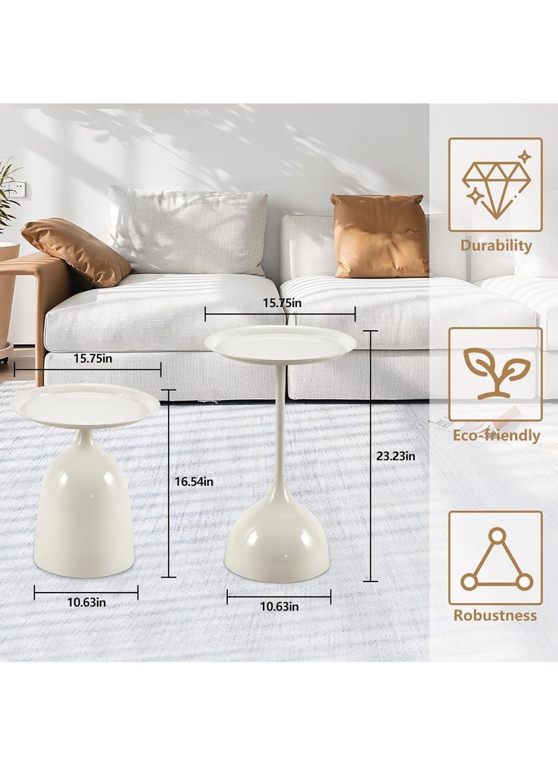 Y&D - Small Side Table, Metal Side Table Set of 2, Round Side Table with Screw Connections, Small End Tables for Narrow Areas, Small Tables for Living Rooms, Bedrooms, Cafeterias and Outdoors - Image 1