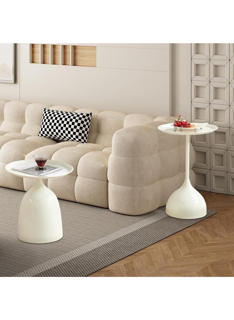 Y&D - Small Side Table, Metal Side Table Set of 2, Round Side Table with Screw Connections, Small End Tables for Narrow Areas, Small Tables for Living Rooms, Bedrooms, Cafeterias and Outdoors - Image 1