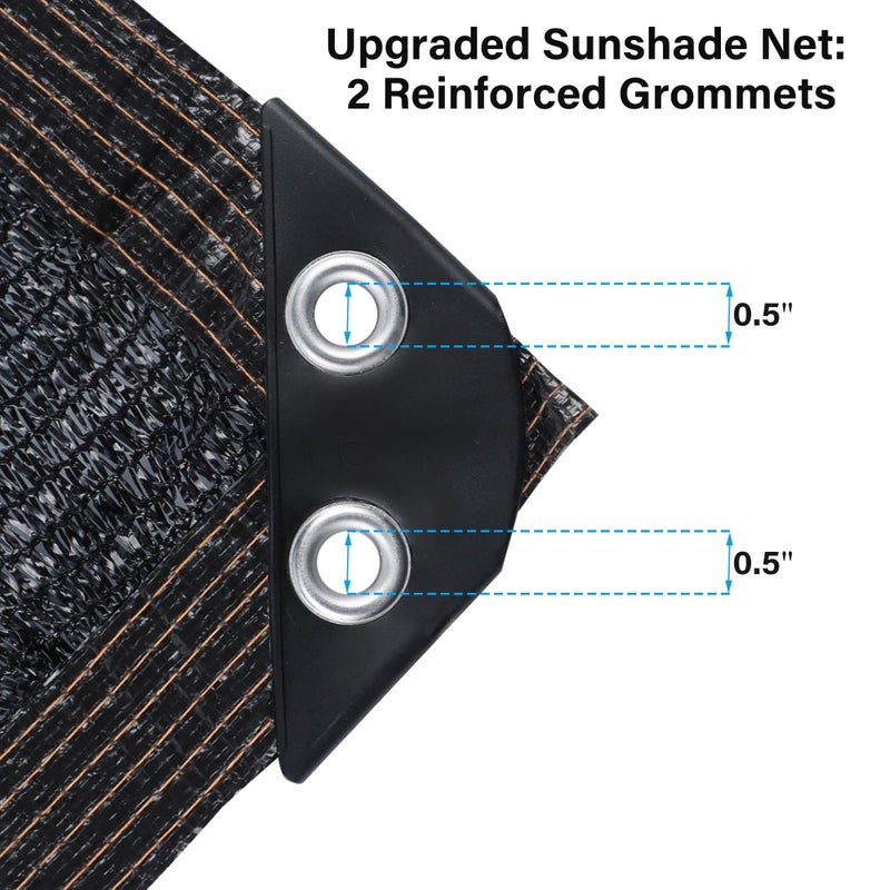 winemana Black Shade Cloth 50%, 8x10 FT Mesh Tarp - Garden Shade for Greenhouse, Patio, Vegetables, Plants Cover and Chicken Coops, Sun Shade Net for Outdoor Protection with Reinforced Grommets - Image 2