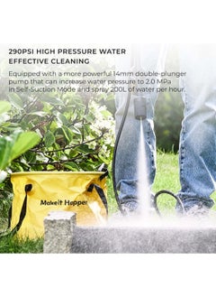 HOTO 20V Cordless Power Washer Pro – Portable 290 PSI Pressure Cleaner, 5-in-1 Nozzle, 2.5Ah Rechargeable Battery, USB-C Charging, 6M Hose, IPX6 Waterproof for Car, Patio, Garden, Outdoor Cleaning  - Image 5
