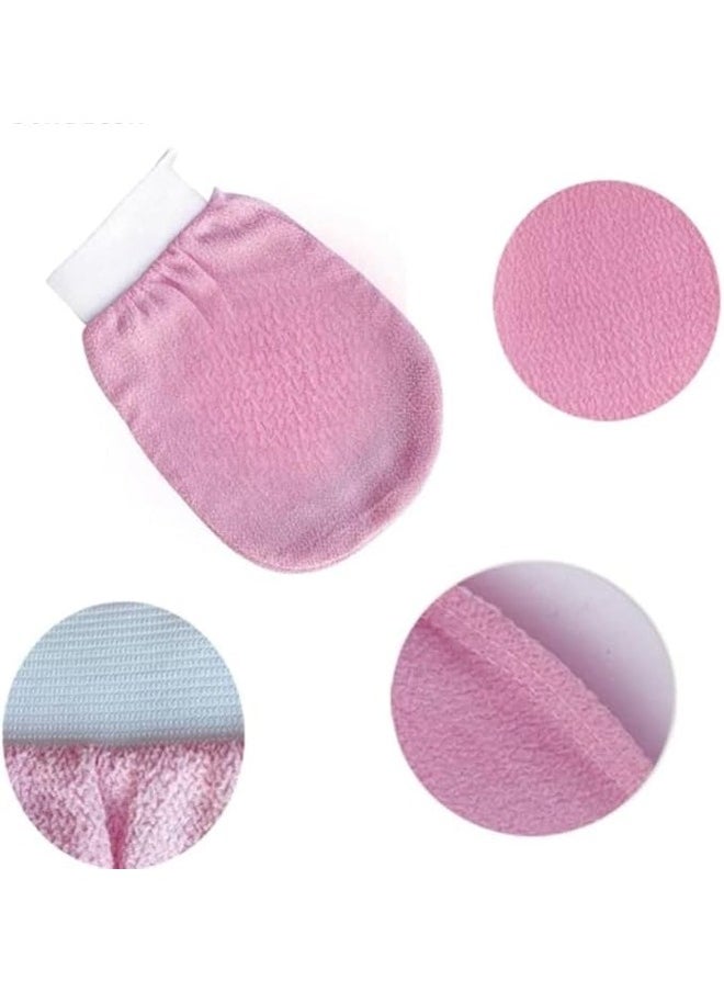 VOGMAX - Korean loofah for skin cleansing and exfoliation, along with a viscose shower glove in pink, perfect for enjoying a Moroccan bath experience at home. - Image 1