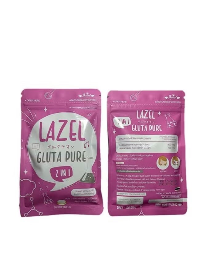 Lazel Gluta Pure Skin Wellness Softgels - 2-in-1 Formula with L-Glutathione | Antioxidant Support for Healthy-Looking Skin