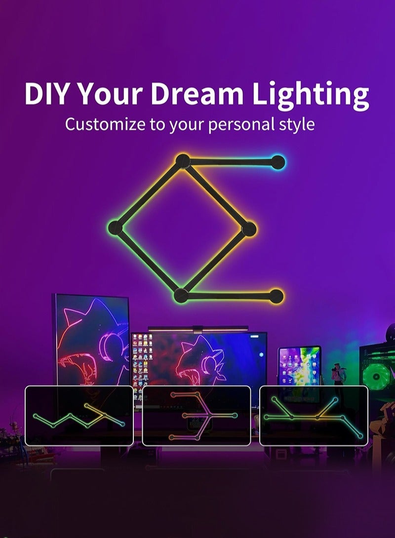 ACHAS RGB Smart LED 6 Light Lines Music Sync Home Wall Creative Decor Light With 16M+ Colors LED Wall Lights For Gaming Room Bedroom Starter Kit Work Bluetooth Smart Wall Light - Image 1