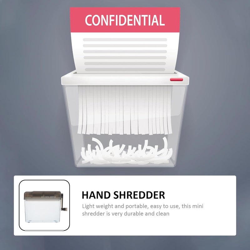 ABOOFAN Desktop Manual A6 Paper Shredder, Small Hand Crank Office Paper Cutter for Home and Office Document Cutting - Image 3