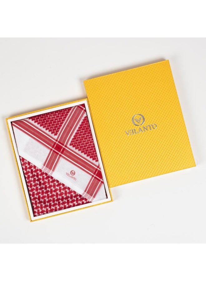 VELANTO White and red shemagh with a wide red stripe - Image 2