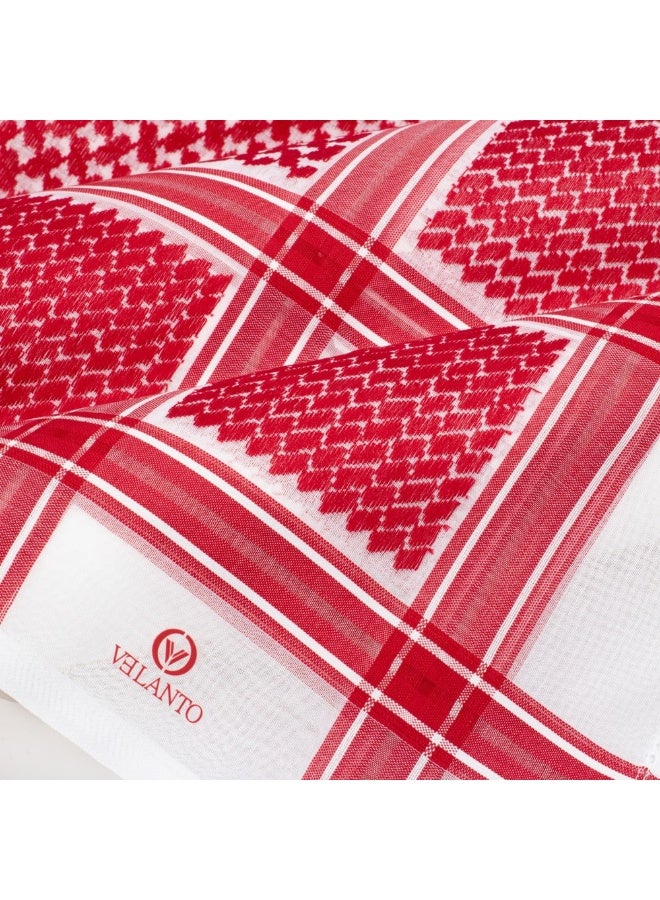 VELANTO White and red shemagh with a wide red stripe - Image 3