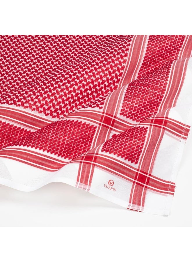 VELANTO White and red shemagh with a wide red stripe - Image 4