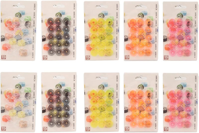 150Pcs Colorful Plastic Sewing Bobbins, Assorted Transparent Durable Bobbins for Machine and Hand Sewing, Multi - Color Thread Spools with Compact Storage for Home Craft - Image 1