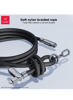 XUNDD XUNDD Crossbody Lanyard with Built-in Cable (USB-C Compatible with Lightning) 27W Charging Cable, Body Neck Lanyard for Compatible with iPhone 14 Pro Max, iPhone 14 Plus, 14 Pro, 13 Pro Max, 13 Pro, etc (1.2M) (Black)  - Image 3