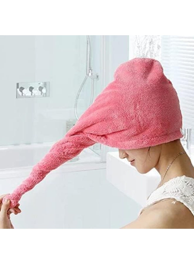 لفافة منشفة الشعر من الألياف الدقيقة - فائقة الامتصاص تقلل بشكل كبير من وقت تجفيف الشعر مع زر دب الباندا، 1 قطعة (وردي) - Image 4