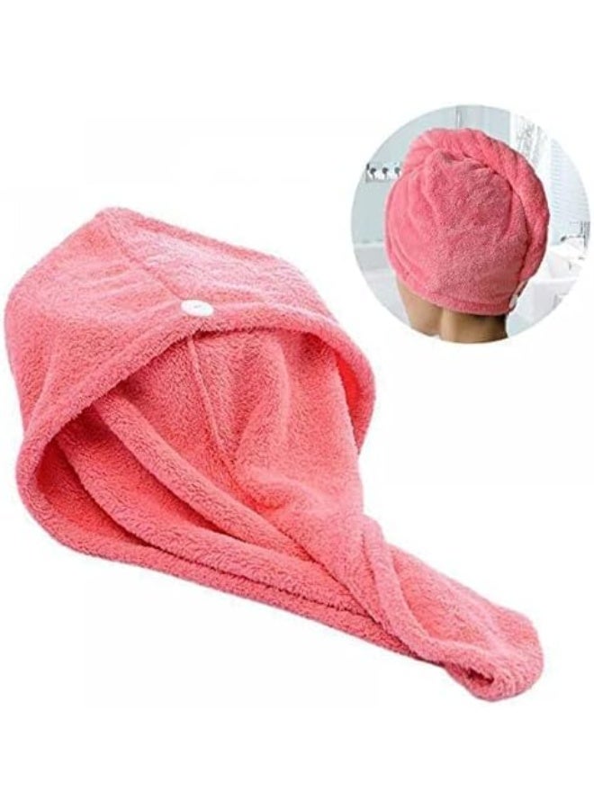 لفافة منشفة الشعر من الألياف الدقيقة - فائقة الامتصاص تقلل بشكل كبير من وقت تجفيف الشعر مع زر دب الباندا، 1 قطعة (وردي) - Image 3
