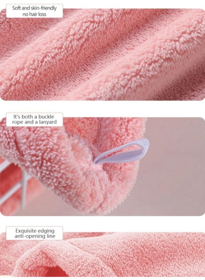 لفافة منشفة الشعر من الألياف الدقيقة - فائقة الامتصاص تقلل بشكل كبير من وقت تجفيف الشعر مع زر دب الباندا، 1 قطعة (وردي) - Image 5