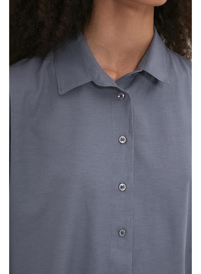 ترينديول قميص نسائي فضفاض باللون الفحمي - Image 3