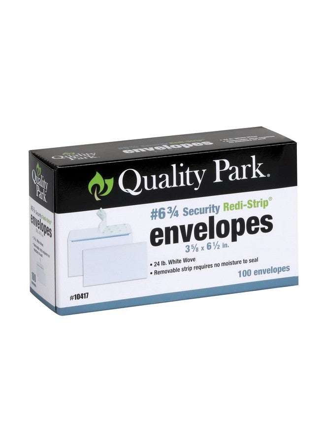 Quality Park #6 3/4 Self-Seal Security Envelopes, Security Tint And Pattern, Redi-Strip Closure, 24-Lb White Wove, 3-5/8 X 6-1/2, 100/Box (Qua10417) - Image 1