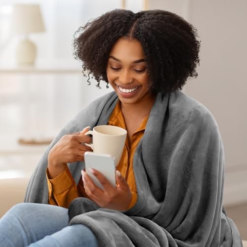 Utopia Bedding Fleece Blanket Throw Size Grey 300GSM Luxury Anti-Static Fuzzy Soft Microfiber Blanket for Couch, Sofa and Bed (60x50 Inch) - Image 3