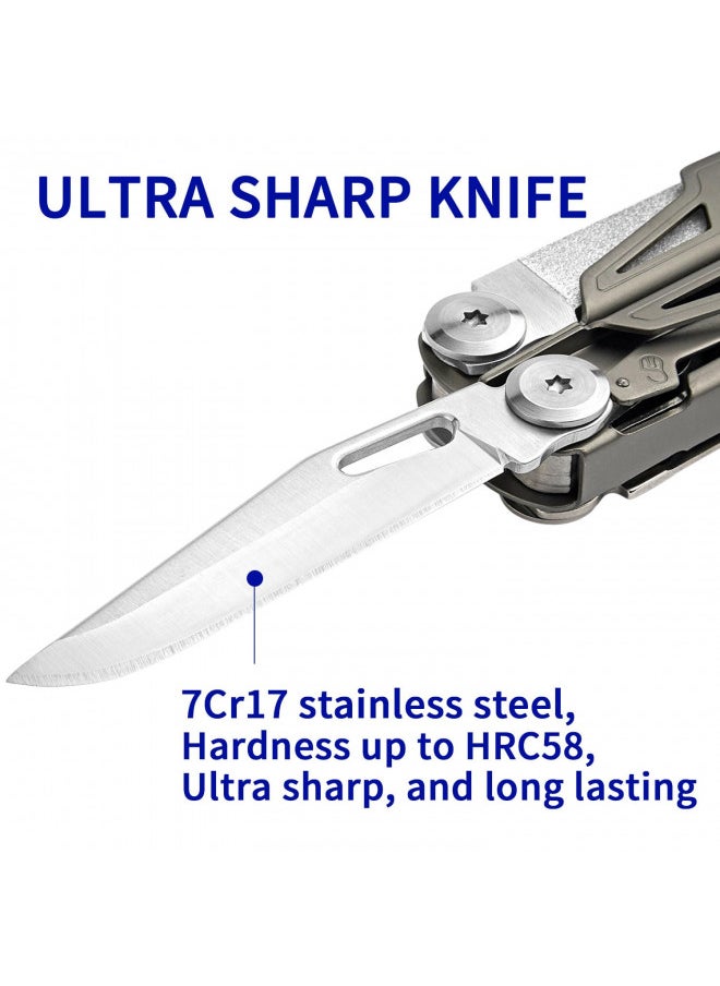 ROCKTOL ROCKTOL Multitool,19-in-1 Multitool Pliers with Titanium-plated Handle, Safety Locking, Lightweight EDC Tool and Nylon Sheath for Men,Outdoor Survival,Hiking,Camping  - Image 3