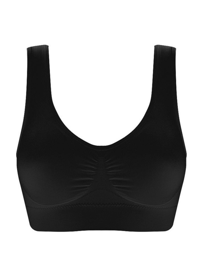 AROAQ Women Sports Bra, Fitness Sports Yoga Bra with Removable Padding, Double-layer Seamless Sports Bra without Rims, Comfortable Soft Bra for Workouts Running Yoga Trainings, (Size 6XL, Black)  - Image 1